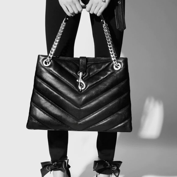 NWT Rebecca Minkoff Edie MAXI LARGE Leather Shoulder Tote Caramello AUTHENTIC - Picture 10 of 11